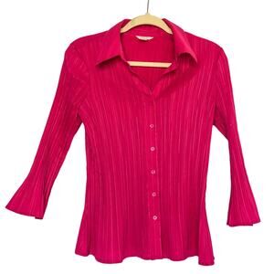 Y2K Pink Top Barbiecore Button Up Flare Sleeve Top